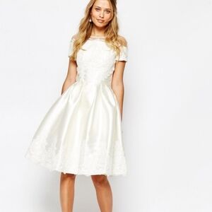 ASOS Ivory Off-Shoulder Lace Dress